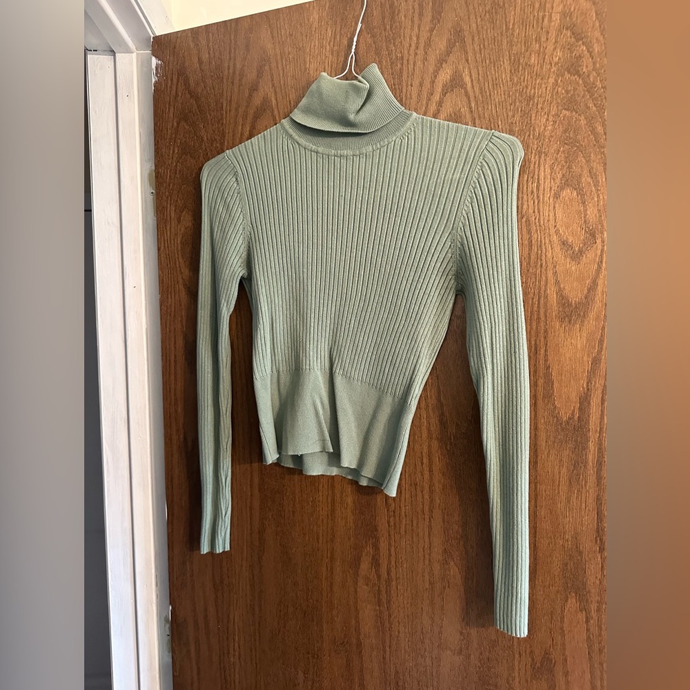 Zara Green Ribbed Turtleneck